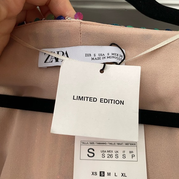 Zara Limited Edition Blue Pink Purple Long Sleeve Sequin Mini Dress sz S - Picture 12 of 12